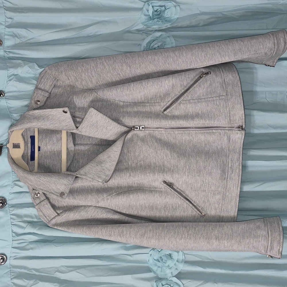 Vintage APT 9 Heather Grey Moto asymmetrical  Zip Knit Jacket Sz L